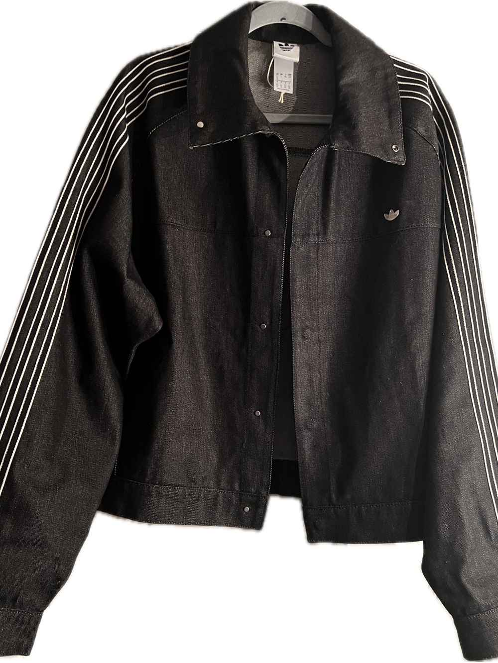 adidas Black Jacket with White Stripe Sleeves